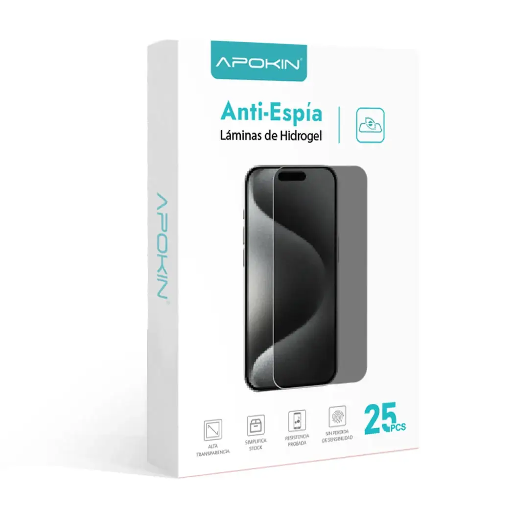 Pack 25 Láminas de Hidrogel Anti-Espía Apokin