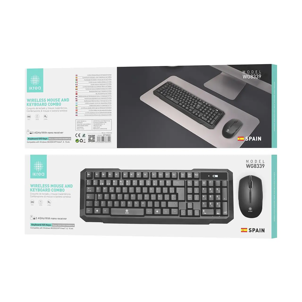 Combo Teclado y Ratón Inalámbrico IKREA WG8339 con Nano Receptor