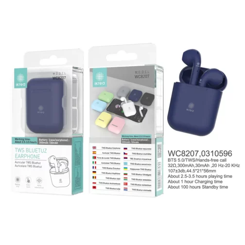 Auriculares Bluetooth TWS WC8207 con Estuche de Carga (Colores)