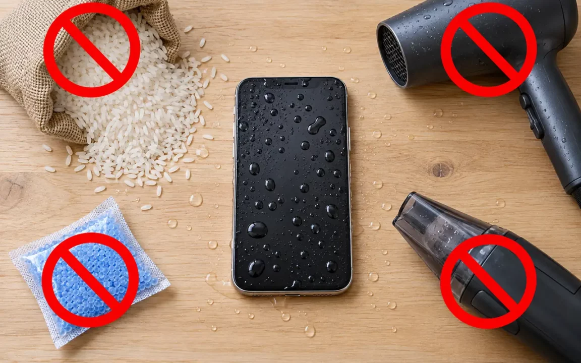 Mitos móvil mojado qué hacer